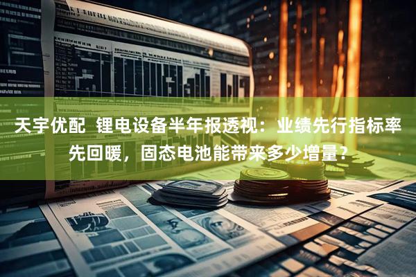 天宇优配  锂电设备半年报透视：业绩先行指标率先回暖，固态电池能带来多少增量？