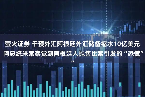 萤火证券 干预外汇阿根廷外汇储备缩水10亿美元 阿总统米莱察觉到阿根廷人抛售比索引发的“恐慌”